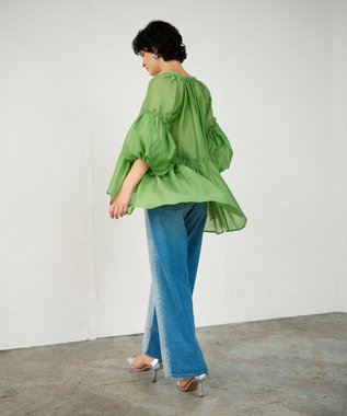 GRACE CONTINENTAL ギャザーカフタントップ グリーン