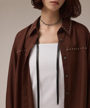 GRACE CONTINENTAL メタルホットフィットシャツ ブラウン