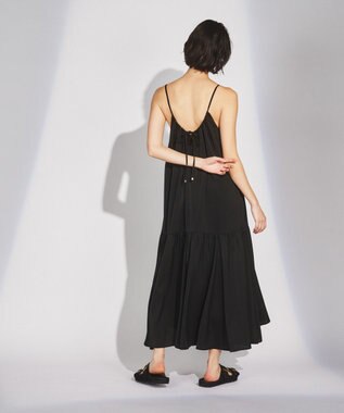 【ドラマ着用】サテンフレアキャミワンピース, ブラック, 36