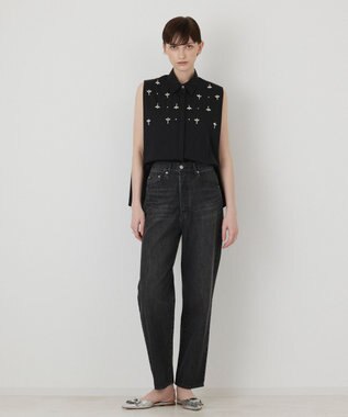 GRACE CONTINENTAL ビジューノースリーブシャツ ブラック