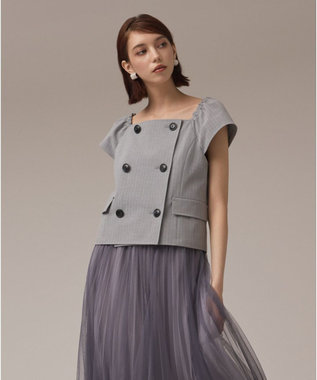 GRACE CONTINENTAL コンパクトジャケットトップ ストライプ