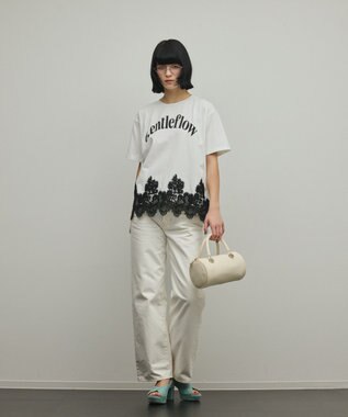GRACE CONTINENTAL レースヘムロゴTシャツ ホワイト