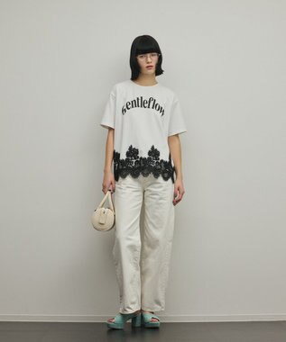 GRACE CONTINENTAL レースヘムロゴTシャツ ホワイト