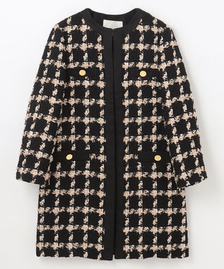 GRACE CONTINENTAL フェザーチェックツイードコート ベージュ