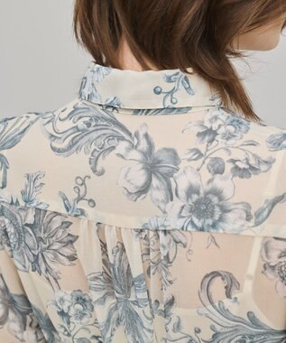 GRACE CONTINENTAL フラワープリントプリーツワンピース ベージュ