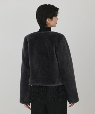 GRACE CONTINENTAL ムートンノーカラージャケット グレー
