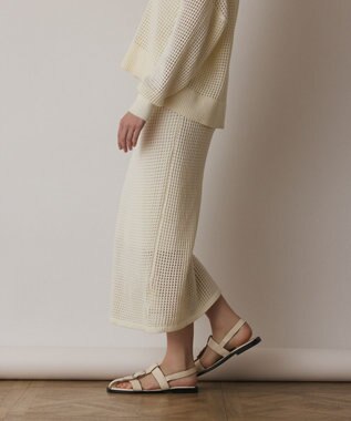 GRACE CONTINENTAL メッシュタイトニットスカート ホワイト