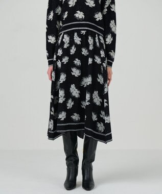 GRACE CONTINENTAL ラメフローラルニットスカート ブラック