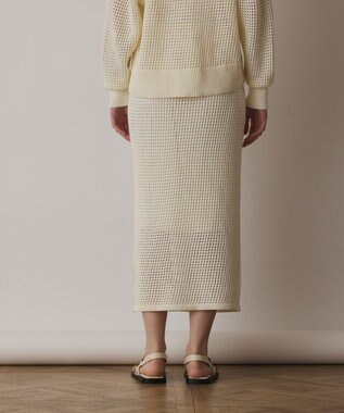 GRACE CONTINENTAL メッシュタイトニットスカート ホワイト