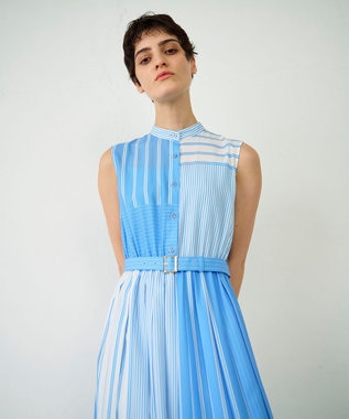 GRACE CONTINENTAL ストライププリントワンピース サックス