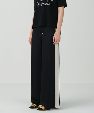 GRACE CONTINENTAL サテンラインイージーパンツ ブラック