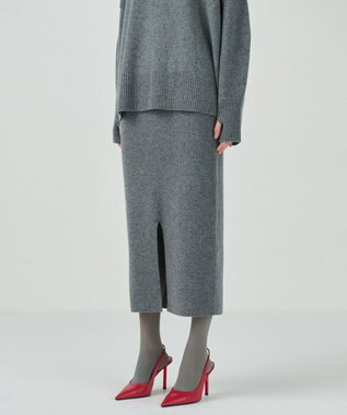 GRACE CONTINENTAL クーマラムニットスカート グレー