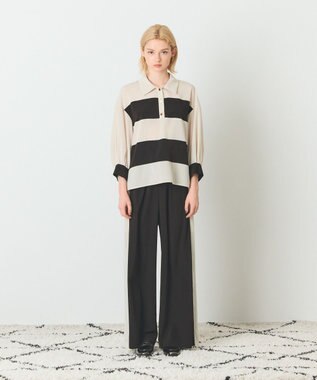 GRACE CONTINENTAL バイカラーポロトップ ベージュ