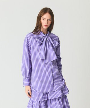 GRACE CONTINENTAL ストライプビッグボウブラウス