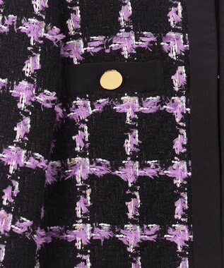 GRACE CONTINENTAL フェザーチェックツイードコート パープル