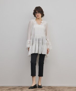 GRACE CONTINENTAL レースカラーチュニックブラウス ホワイト