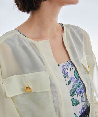 グレースコンチネンタル ノーカラーシアーブルゾン 36 イエロー ノーカラーシアーブルゾン / GRACE CONTINENTAL | GRACE