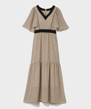 GRACE CONTINENTAL ドットフレアスリーブマキシ ベージュ