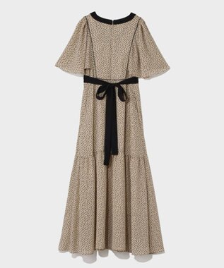 GRACE CONTINENTAL ドットフレアスリーブマキシ ベージュ