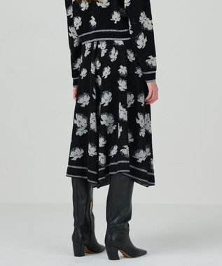 GRACE CONTINENTAL ラメフローラルニットスカート ブラック
