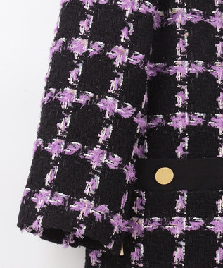 GRACE CONTINENTAL フェザーチェックツイードコート パープル