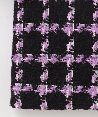 GRACE CONTINENTAL フェザーチェックツイードコート パープル