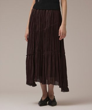 GRACE CONTINENTAL ワッシャープリーツスカート ダークブラウン