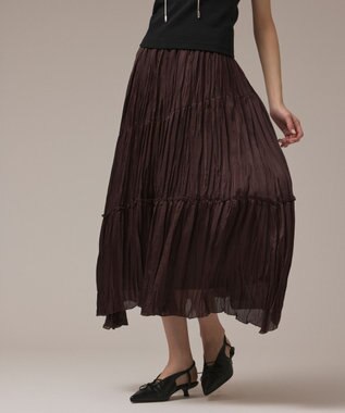 GRACE CONTINENTAL ワッシャープリーツスカート ダークブラウン