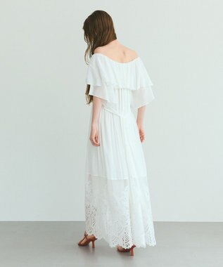 GRACE CONTINENTAL ラッフルレース切替マキシ ホワイト