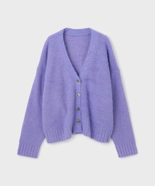 GRACE CONTINENTAL フェザールーズニットカーディガン ラベンダー