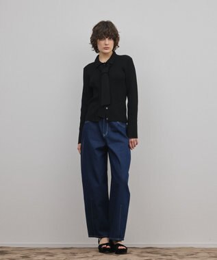 GRACE CONTINENTAL リブシャツニットトップ ブラック