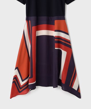 GRACE CONTINENTAL プリントコンビカットワンピース ネイビー
