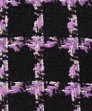 GRACE CONTINENTAL フェザーチェックツイードコート パープル