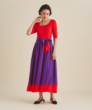 極美品　グレースコンチネンタル　グレースプリントコンビブラウス　ピンク GRACE CONTINENTAL（グレースコンチネンタル） WOMEN TOPS GRACE
