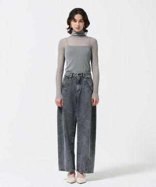 GRACE CONTINENTAL シアーリブタートルトップ グレー