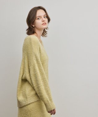 GRACE CONTINENTAL ラメフェザーニットトップ イエロー