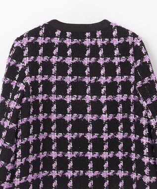 GRACE CONTINENTAL フェザーチェックツイードコート パープル