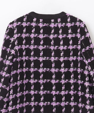 GRACE CONTINENTAL フェザーチェックツイードコート パープル