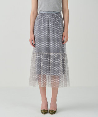 GRACE CONTINENTAL フロッキーチュールスカート グレー