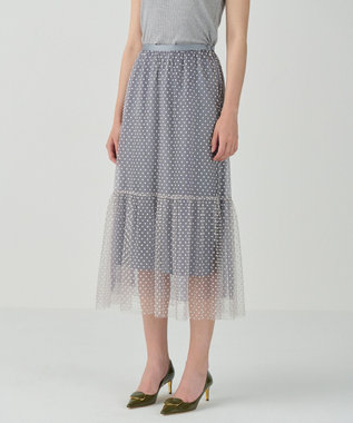 GRACE CONTINENTAL フロッキーチュールスカート グレー