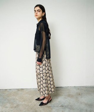 GRACE CONTINENTAL パームモチーフカーゴスカート ブラック