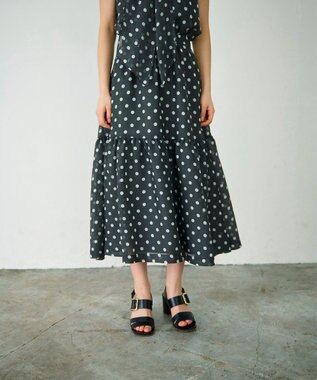 GRACE CONTINENTAL シアードットプリントスカート ブラック