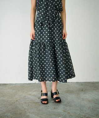 GRACE CONTINENTAL シアードットプリントスカート ブラック