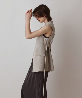 GRACE CONTINENTAL ストライプノーカラージレ ベージュ