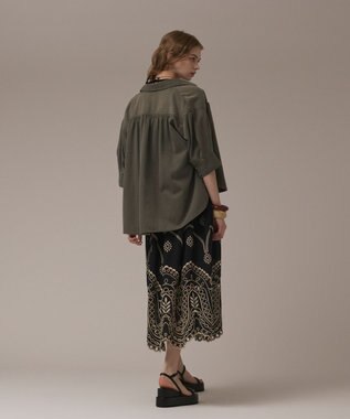 GRACE CONTINENTAL ツイルハーフスリーブシャツ カーキ