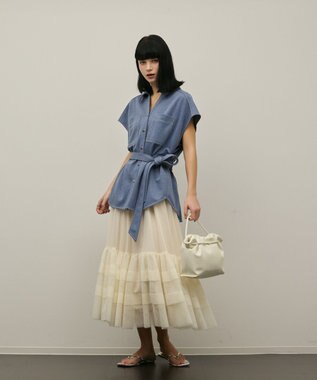 GRACE CONTINENTAL チュールティアードスカート キナリ