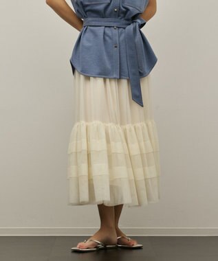 GRACE CONTINENTAL チュールティアードスカート キナリ