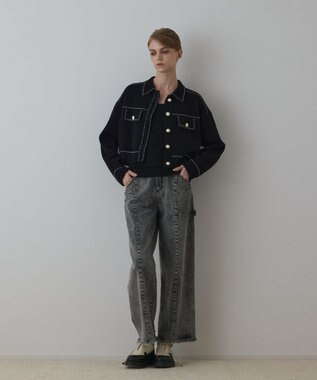 GRACE CONTINENTAL カーブデニムパンツ グレー