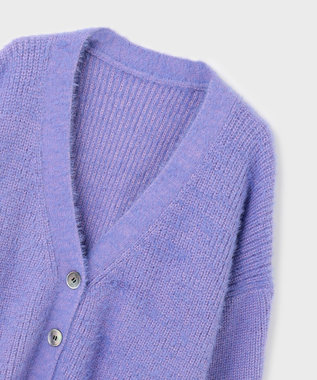 GRACE CONTINENTAL フェザールーズニットカーディガン ラベンダー