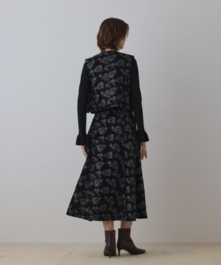 GRACE CONTINENTAL ラメフラワージャガードフレアスカート ブラック
